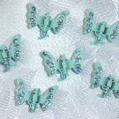 Ocean color rhinestone mini butterfly enamedled set of 6 hair clip claws