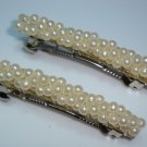 Twisted rope Design Faux Pearl French Clip Hair Barrette Pair Vintage
