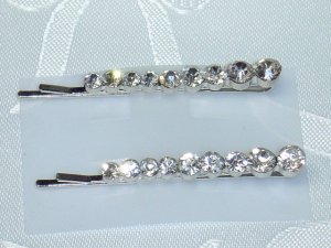 Wedding Bridal Swarovski Crystal elements bobbi pin hair fascinator pair