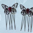 Color changing made by Swarovski elements hand made metal hair comb twist side comb fascinator pair