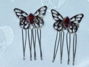 Color changing made by Swarovski elements hand made metal hair comb twist side comb fascinator pair
