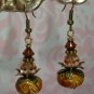 Mocha Lampwork and made with Swarovski Element components Bali Brass Earrings hand made