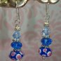 SS Blue Peacock Lampwork made by Swarovski Crystal Elements and Bali Earrings hand made