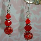 925 SS Red Peacock Lampwork and made by Swarovski Elements crystals Bali Earrings hand made