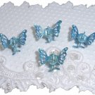 Four Medium Blue Aurora borealis Rhinestone mini butterfly hair claws