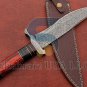 Custom Damascus HANDMADE HUNTING BOWIE KNIFE WOOD AND BRASS HANDLE WITH SHEATH