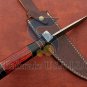 Custom Damascus HANDMADE HUNTING BOWIE KNIFE WOOD AND BRASS HANDLE WITH SHEATH