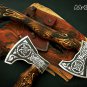 AA-1315 Custom Hand Forged Handmade Carved Carbon Steel Axe With Sheath.