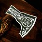 AA-1315 Custom Hand Forged Handmade Carved Carbon Steel Axe With Sheath.