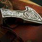 AA-1315 Custom Hand Forged Handmade Carved Carbon Steel Axe With Sheath.