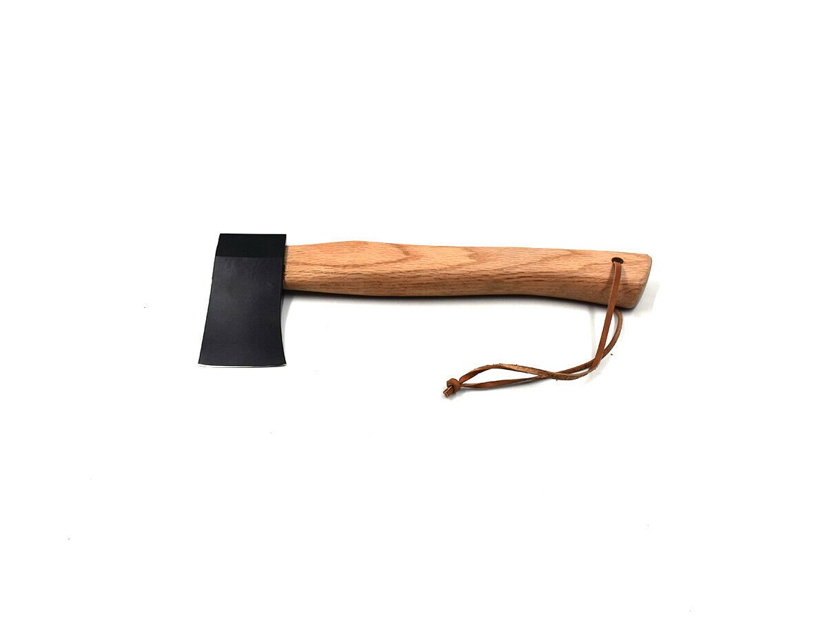 HANDMADE STEEL  AXE POWDER COATING BLADE WOODEN HANDLE WITH LEATHER SHEATH