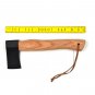 HANDMADE STEEL AXE POWDER COATING BLADE WOODEN HANDLE WITH LEATHER SHEATH.