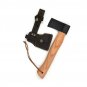 HANDMADE STEEL AXE POWDER COATING BLADE WOODEN HANDLE WITH LEATHER SHEATH.