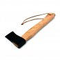 HANDMADE STEEL AXE POWDER COATING BLADE WOODEN HANDLE WITH LEATHER SHEATH.