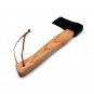 HANDMADE STEEL AXE POWDER COATING BLADE WOODEN HANDLE WITH LEATHER SHEATH.