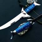 Custom Handmade Beautiful D2 Steel 15 "Hunting Fix Blade Shark Knife Acrylic Handle