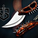 Custom Handmade D2 Steel 12" Fixed Blade Rambo Knife Black Acrylic Handle+Sheath