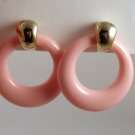 VINTAGE EARRINGS Pink Lucite Mod Hoops Retro Clips