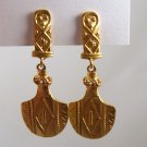 VINTAGE EARRINGS Egyptian Revival Style Rich Goldtone Dangle Clip Back
