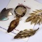 VINTAGE PIN BROOCH LOT of 4 Leaf Motif Leaves Earthy Golden Silvery
