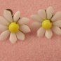 VINTAGE EARRINGS West German White Milk Glass Flowers Yellow