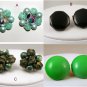 VINTAGE EARRINGS YourChoice Green Thermo Crystal Rhinestone Clusters Lucite +