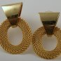 VINTAGE EARRINGS Golden Mesh Door Knocker Design Quality PIERCED