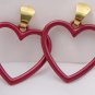 VINTAGE EARRINGS Burgundy Red Open Hearts Pierced