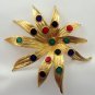 VINTAGE PIN BROOCH Kramer Red Green Blue Dots WOW