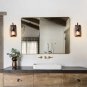 Industrial Vintage Wall Sconce Lighting Lantern LED Wall Light with Wood Backplate in Aged Bronze