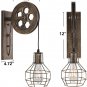 Industrial Wall Sconce 1-Light Rustic Mid Century Wall Light with Matte Iron Cage Lampshade