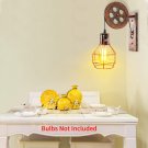 Industrial Wall Sconce 1-Light Rustic Mid Century Wall Light with Matte Iron Cage Lampshade