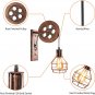 Industrial Wall Sconce 1-Light Rustic Mid Century Wall Light with Matte Iron Cage Lampshade