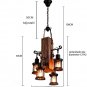 Industrial Vintage Wooden Pendant Light Loft Lantern Chandelier 4 Lights Suspension Lighting Fixture