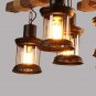 Industrial Vintage Wooden Pendant Light Loft Lantern Chandelier 8 Lights Suspension Lighting Fixture
