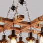 Industrial Vintage Wooden Pendant Light Loft Lantern Chandelier 8 Lights Suspension Lighting Fixture