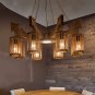 Wooden Chandelier Industrial Style Retro 8-Head Solid Wood Chandelier with Light Source
