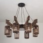 Wooden Chandelier Industrial Style Retro 8-Head Solid Wood Chandelier with Light Source