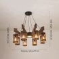 Wooden Chandelier Industrial Style Retro 8-Head Solid Wood Chandelier with Light Source