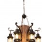 Industrial Vintage Wooden Pendant Light Loft Lantern Chandelier 4 Lights Suspension Lighting Fixture