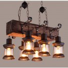 Farmhouse Style Dark Distressed Wood Beam Large Linear Island Pendant Light