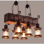 Farmhouse Style Dark Distressed Wood Beam Large Linear Island Pendant Light