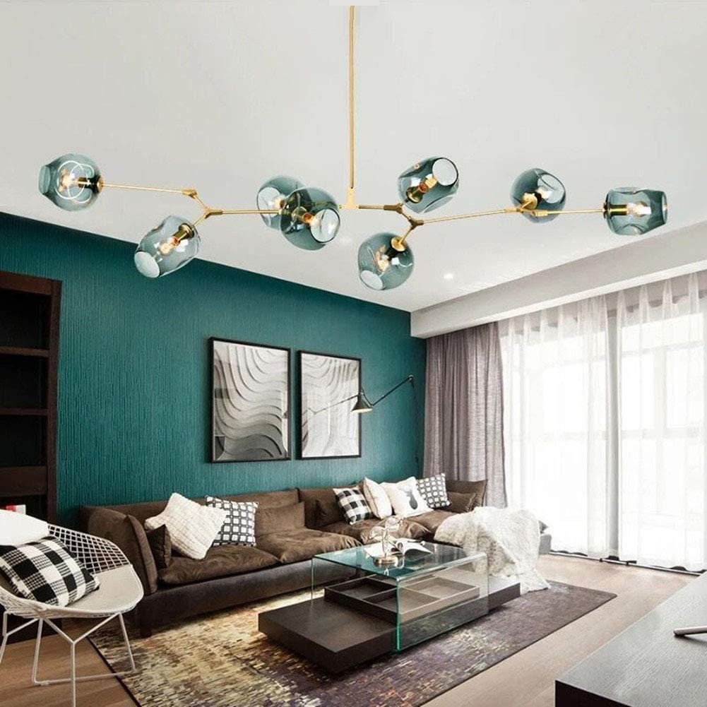 Sputnik Chandelier Glass Bubble Balls Gold Branches Pendent Light Adjustment Alloy Light Fixture