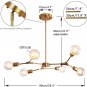 Modern Sputnik Chandelier Brushed Hanging Lamp Industrial Flush Mount Ceiling Light Fixture