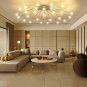 Modern Crystal Fireworks Chandelier,Sputnik Flush Mount Ceiling Lamp for Living Room