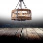 Farmhouse Chandelier 5-Light Rustic Round Wood Metal Chandelier for Kitchen Island, Entryway