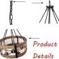Farmhouse Chandelier 5-Light Rustic Round Wood Metal Chandelier for Kitchen Island, Entryway