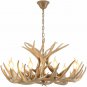 Rustic Deer Antler Chandelier Resin Faux Farmhouse Candle Style 9+3 Wood Color