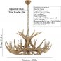 Rustic Deer Antler Chandelier Resin Faux Farmhouse Candle Style 9+3 Wood Color