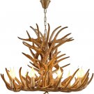 Rustic Deer Antler Chandelier Resin Faux Farmhouse Candle Style 9+9 Brown Color